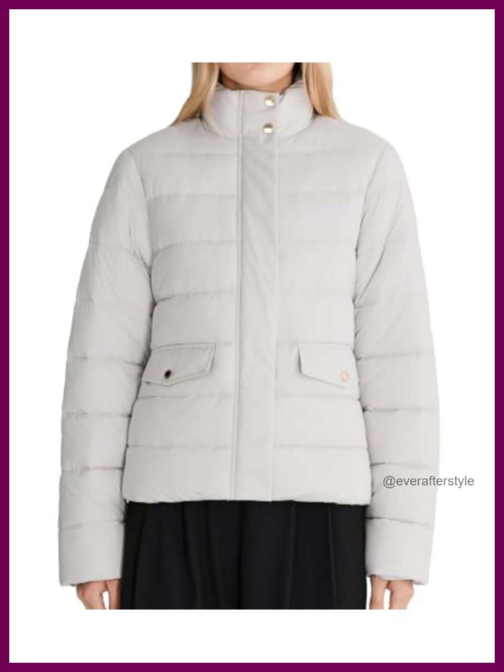 Womens Quilted Puffer Jacket Stand Collar Winter Coat Waterproof